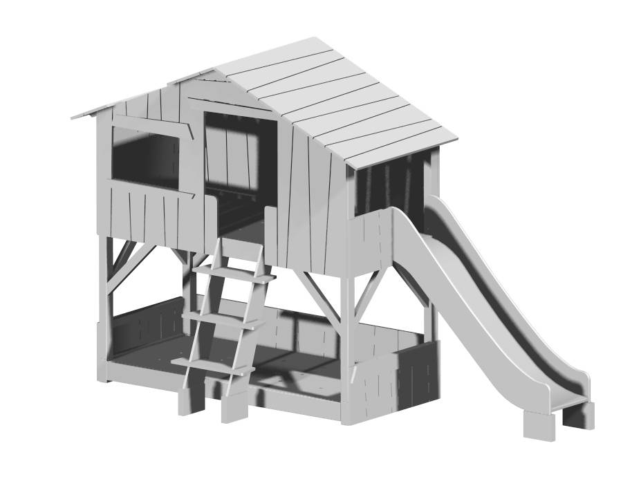 Toboggan simple pour lit superposé - Bois brut